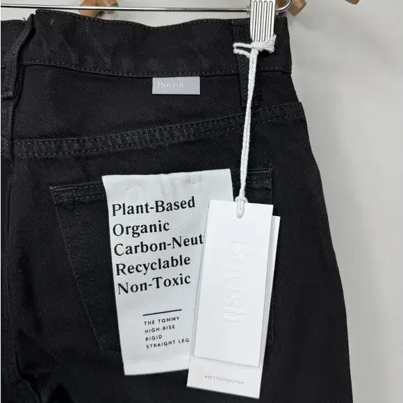 New Boyish Tommy High Rise Straight Jeans in Black Beauty Size 26